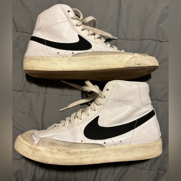 NIKE Blazer Mid 77 White and Black Vintage High-Top Sneakers Men’s Size 8.5 - Picture 6 of 10